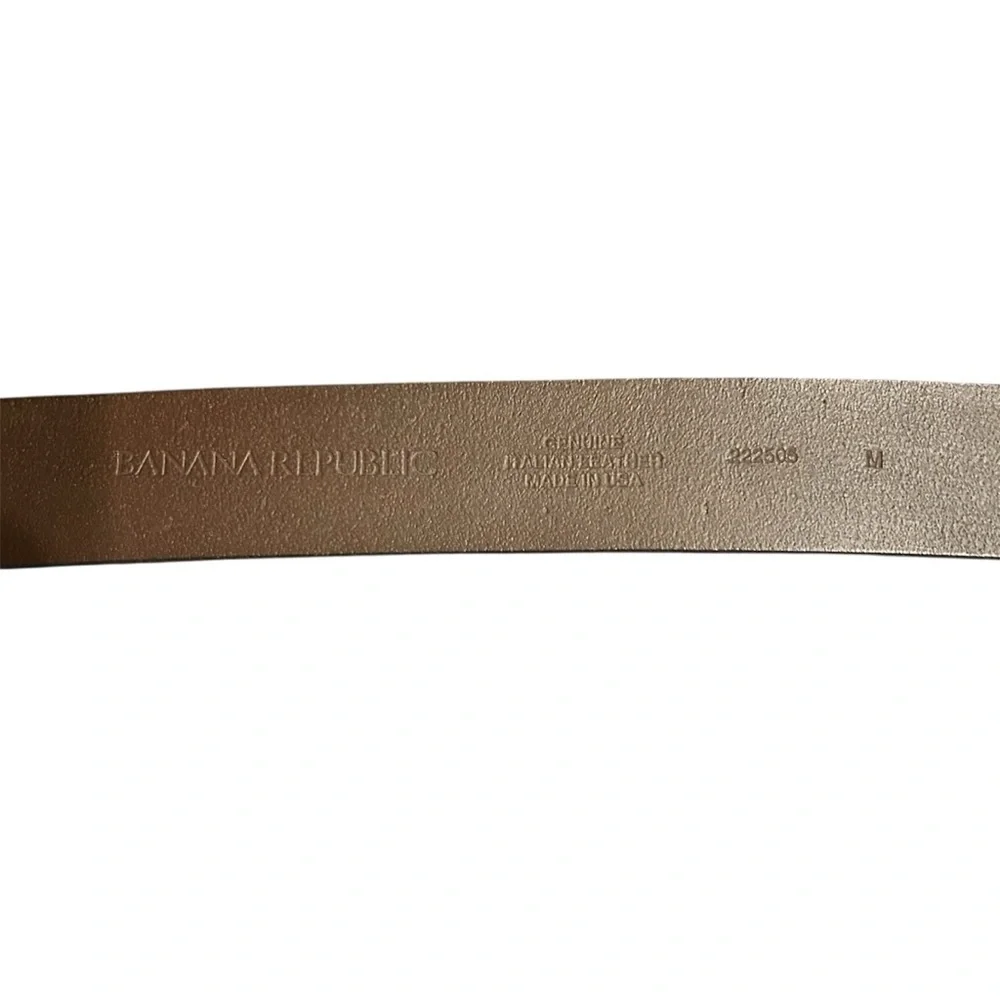 Banana Republic Men's/Women’s Brown Leather Belt with Brushed Silver Buckle SZ M